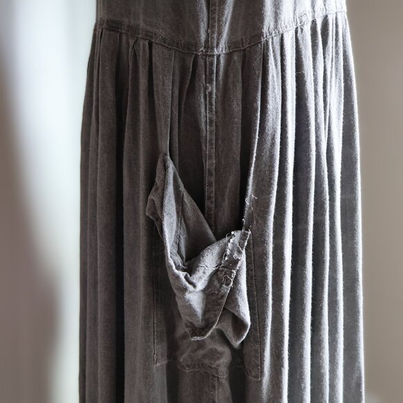 Vintage Limited Express Drop Waist Cottage Dress Lagenlook Gray NEEDS REPAIR - Picture 7 of 10